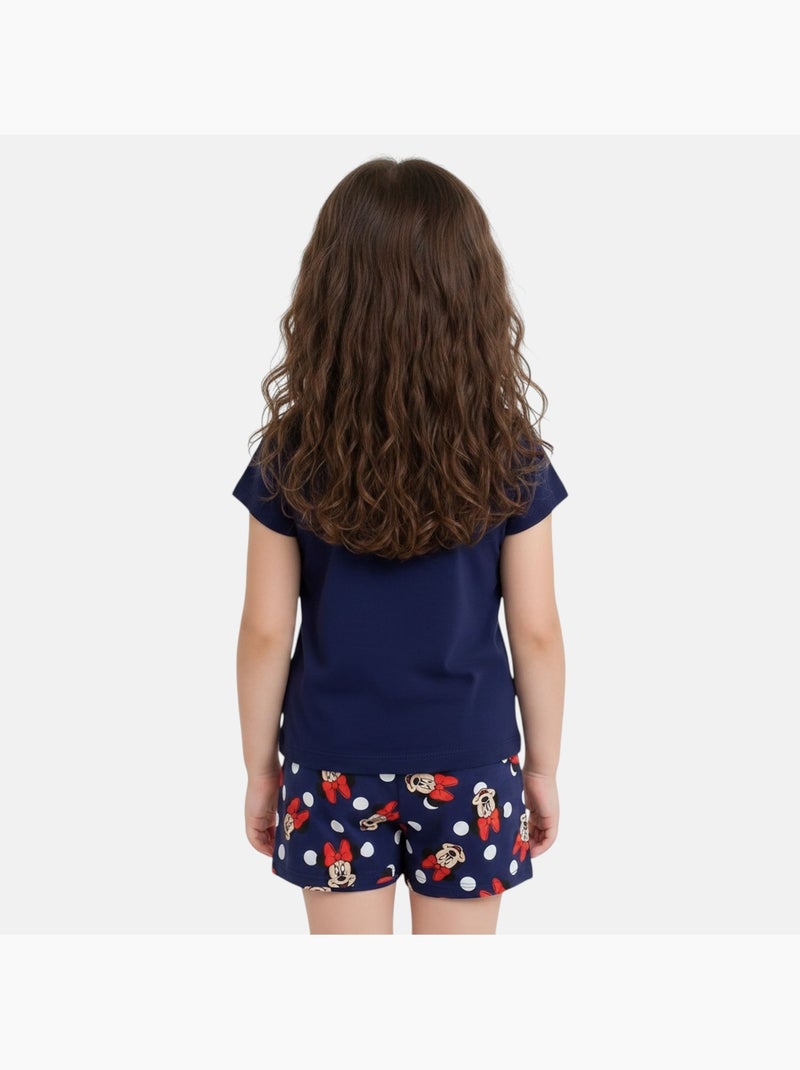Disney - Kind set T-shirt blauw en blauwe short met stippen personage Marineblauw - Kiabi