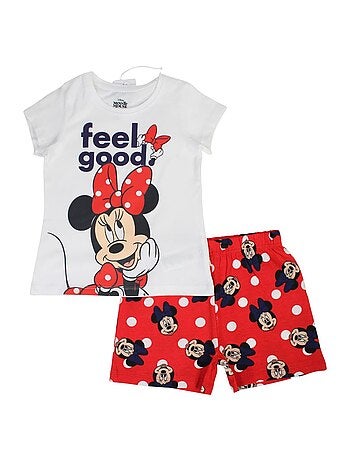 Disney - Kind set T-shirt wit en rode short met stippen personage