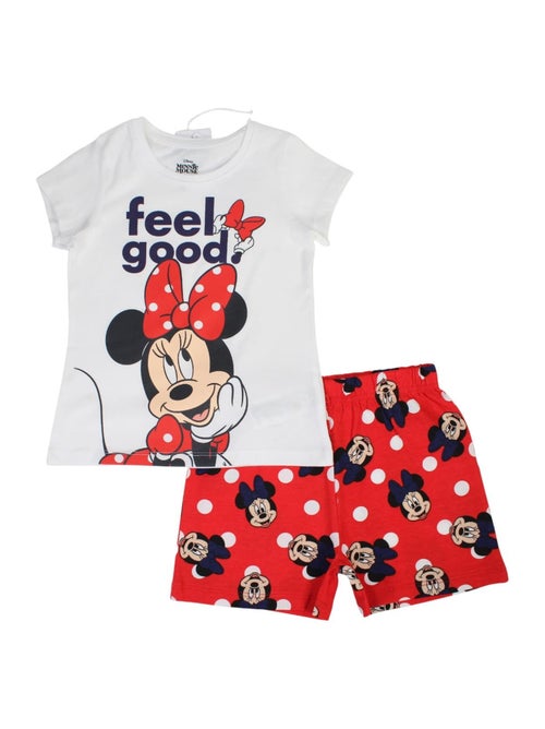 Disney - Kind set T-shirt wit en rode short met stippen personage - Kiabi