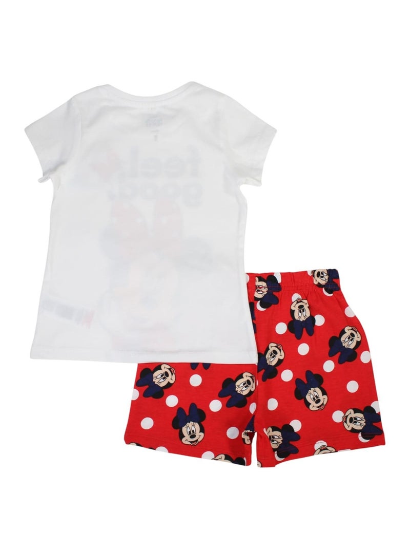 Disney - Kind set T-shirt wit en rode short met stippen personage Wit - Kiabi