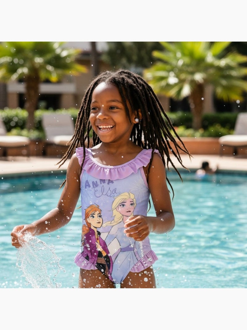 Disney - maillot de bain 1 pièce asymétrique imprimé Mauve - Kiabi