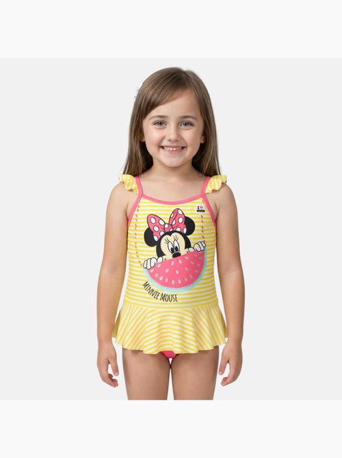 Disney - maillot de bain 1 pièce rayé à volant imprimé - Kiabi