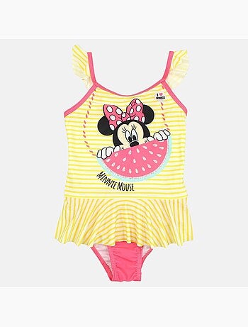 Disney - Maillot de bain bébé fille 1 pièce jaune à rayures avec volant motif personnage