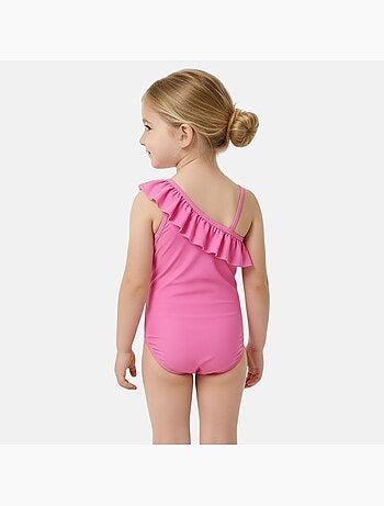 Disney - Maillot de bain fille 1 pièce asymétrique rose à pois motif personnage