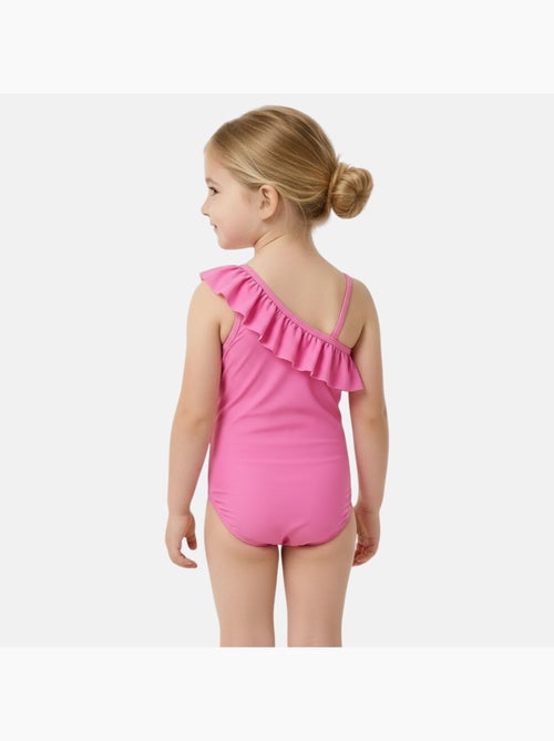Disney - Maillot de bain fille 1 pièce asymétrique rose à pois motif personnage - Kiabi