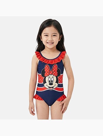 Disney - Maillot de bain fille 1 pièce bleu marine à volants motif personnage