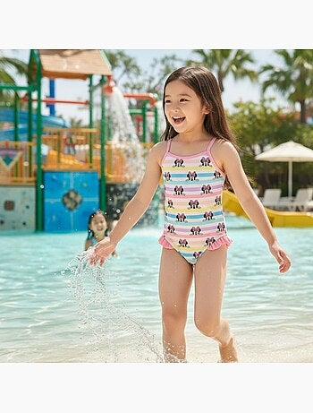 Disney - Maillot de bain fille 1 pièce rayé multicolore motif personnage