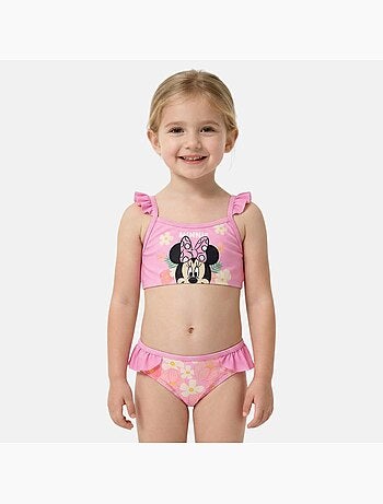 Disney - Maillot de bain fille 2 pièces rose à fleurs motif personnage
