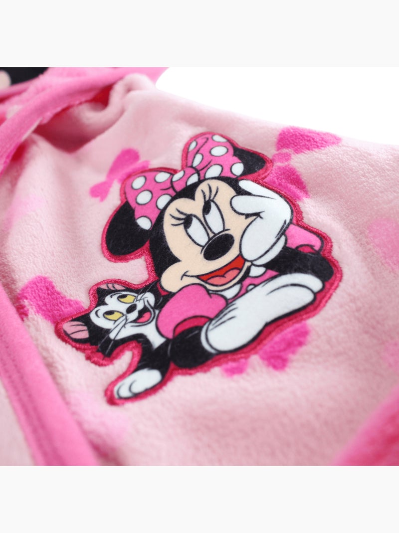 Disney - peignoir à capuche imprimé avec ceinture, capuche à oreilles Rose - Kiabi