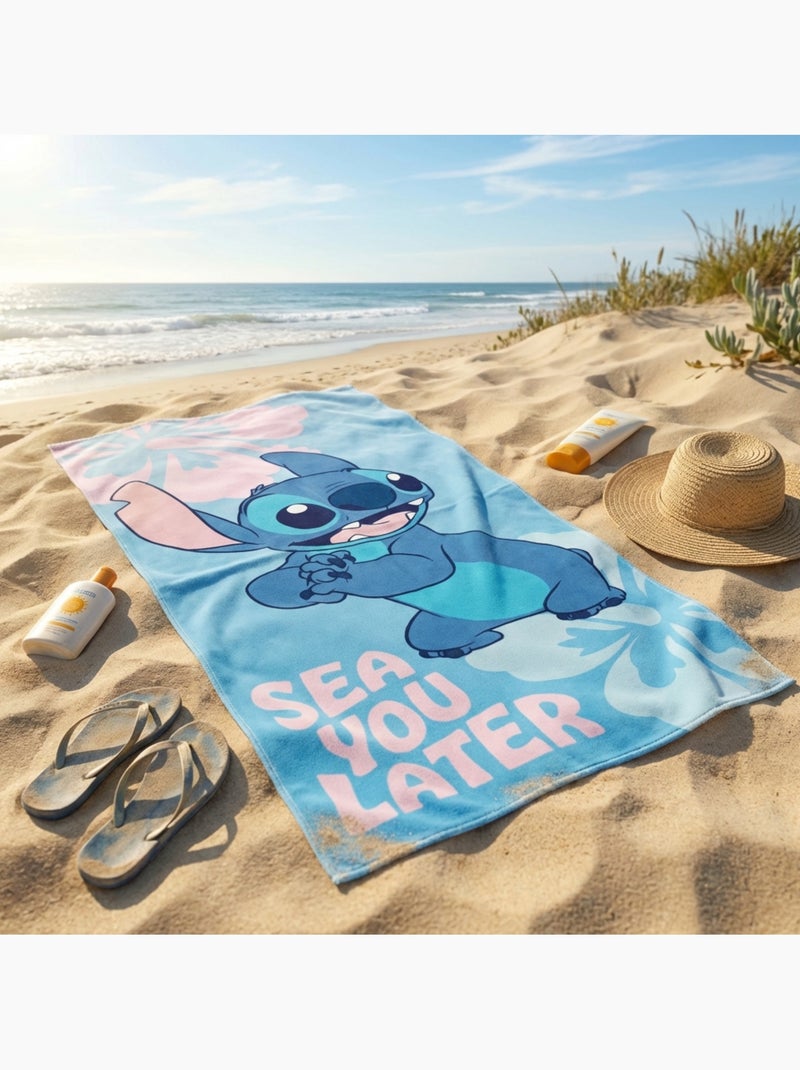 Disney - Polyester handdoek Lilo en Stitch Blauw - Kiabi