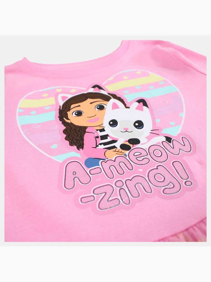 Disney - Robe fille imprimée manches longues tulle Rose - Kiabi