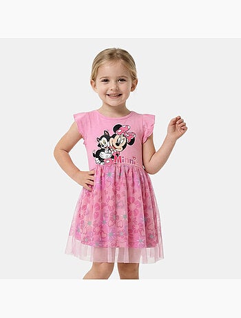 Disney - robe imprimée avec jupe en tulle, coupe décontractée, col rond et sans manches
