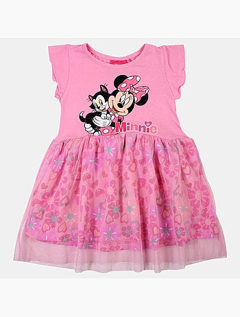 Disney - robe imprimée avec jupe en tulle, coupe décontractée, col rond et sans manches
