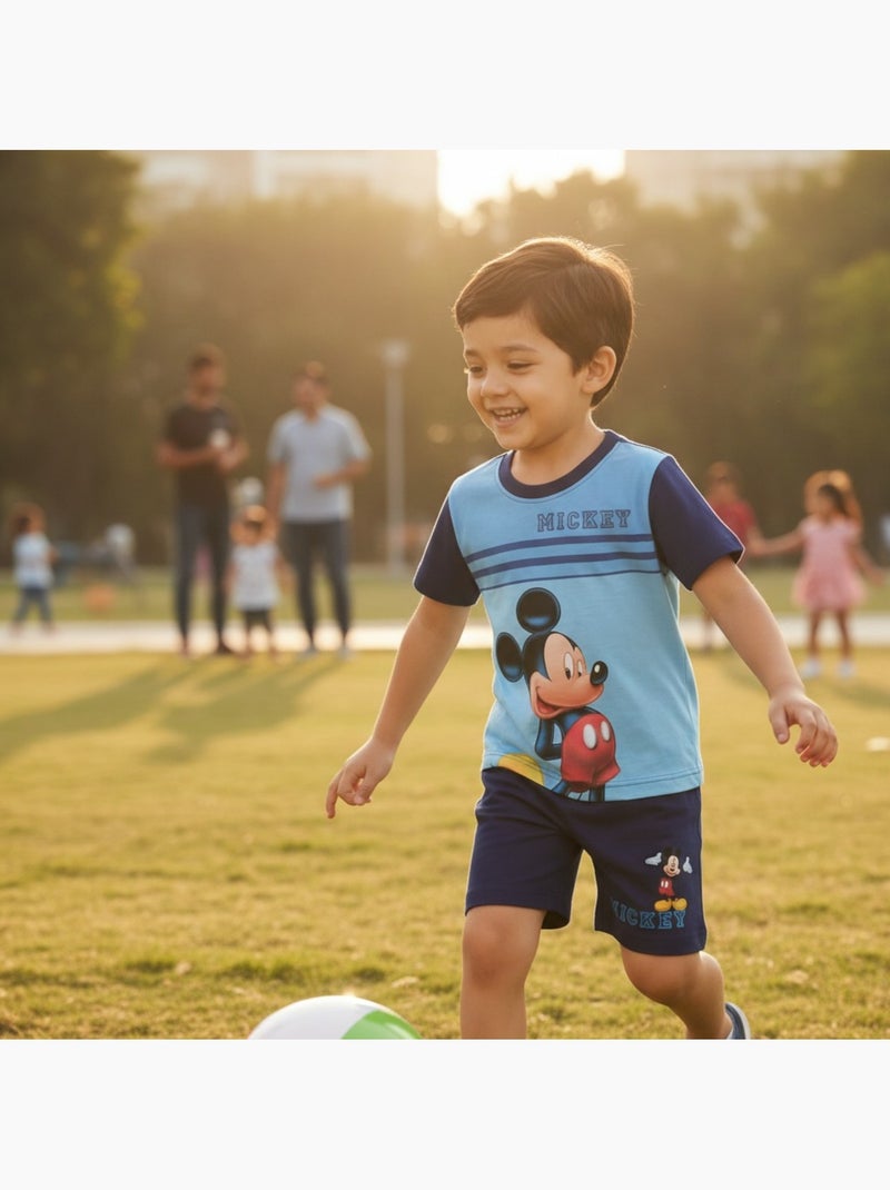 Disney - Set T-shirt en short kind bedrukt Marineblauw - Kiabi