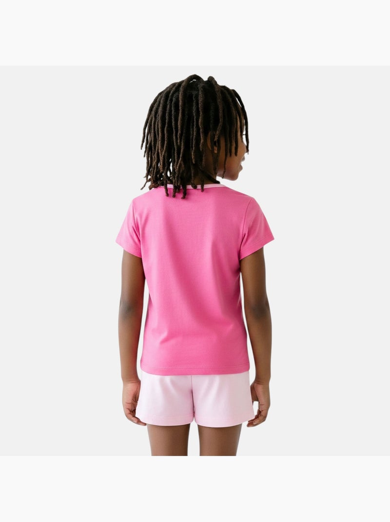 Disney - Set T-shirt en short kind bedrukt Roze - Kiabi