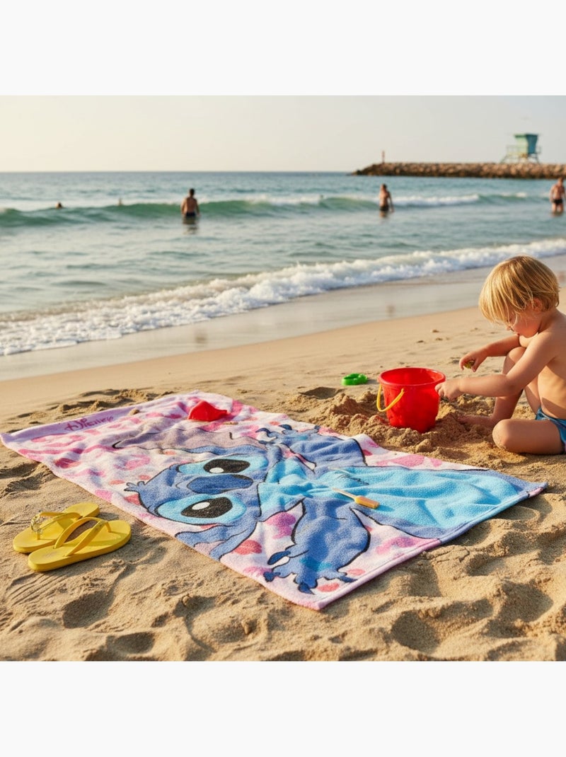 Disney - Strandhanddoek voor kinderen Stitch Roze - Kiabi