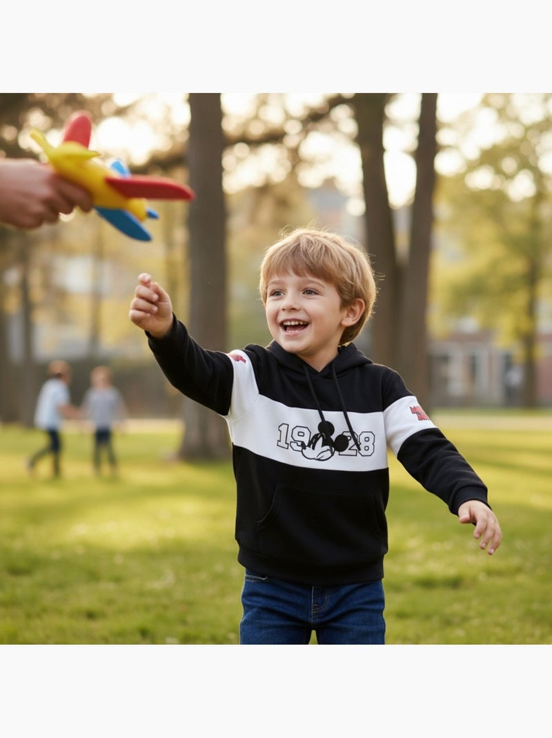 Disney - Sweat enfant capuche noir et blanc Noir - Kiabi