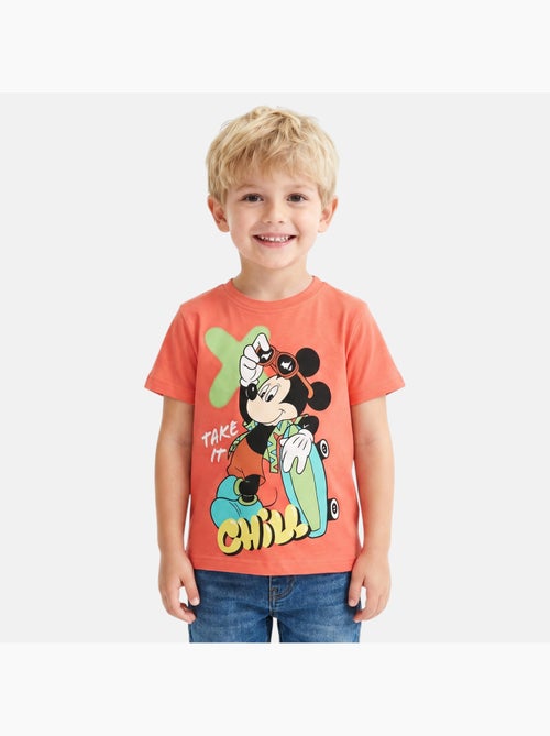 Disney - T-shirt enfant orange motif personnage skate - Kiabi
