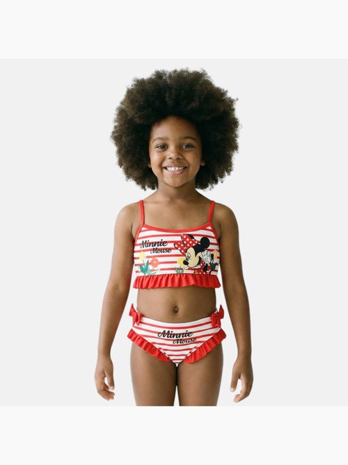 Disney - Tweedelige bikini meisje rood gestreept met ruches personage - Kiabi