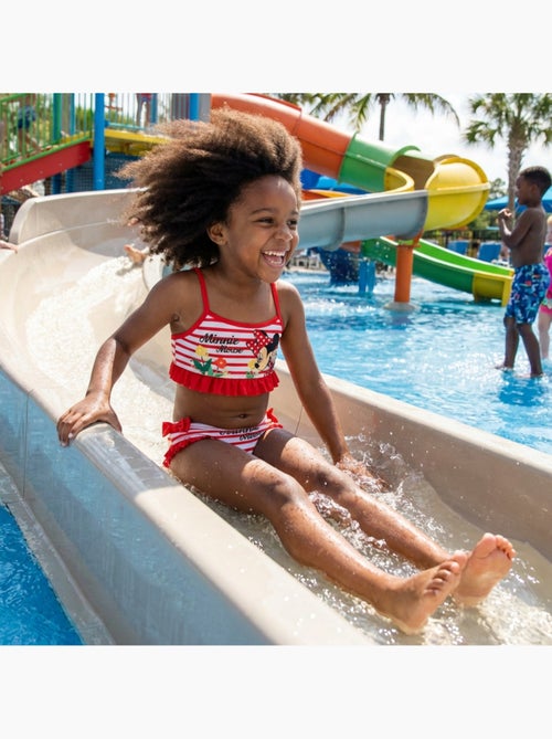Disney - Tweedelige bikini meisje rood gestreept met ruches personage - Kiabi