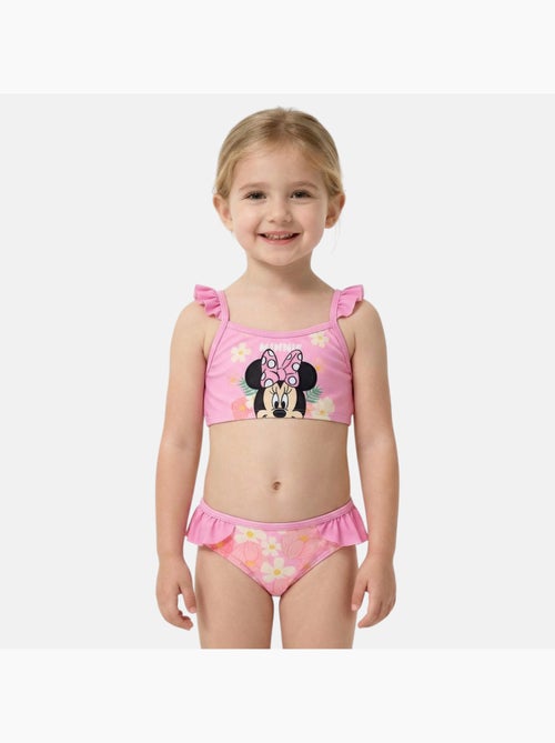 Disney - Tweedelige bikini meisje roze met bloemen personage - Kiabi