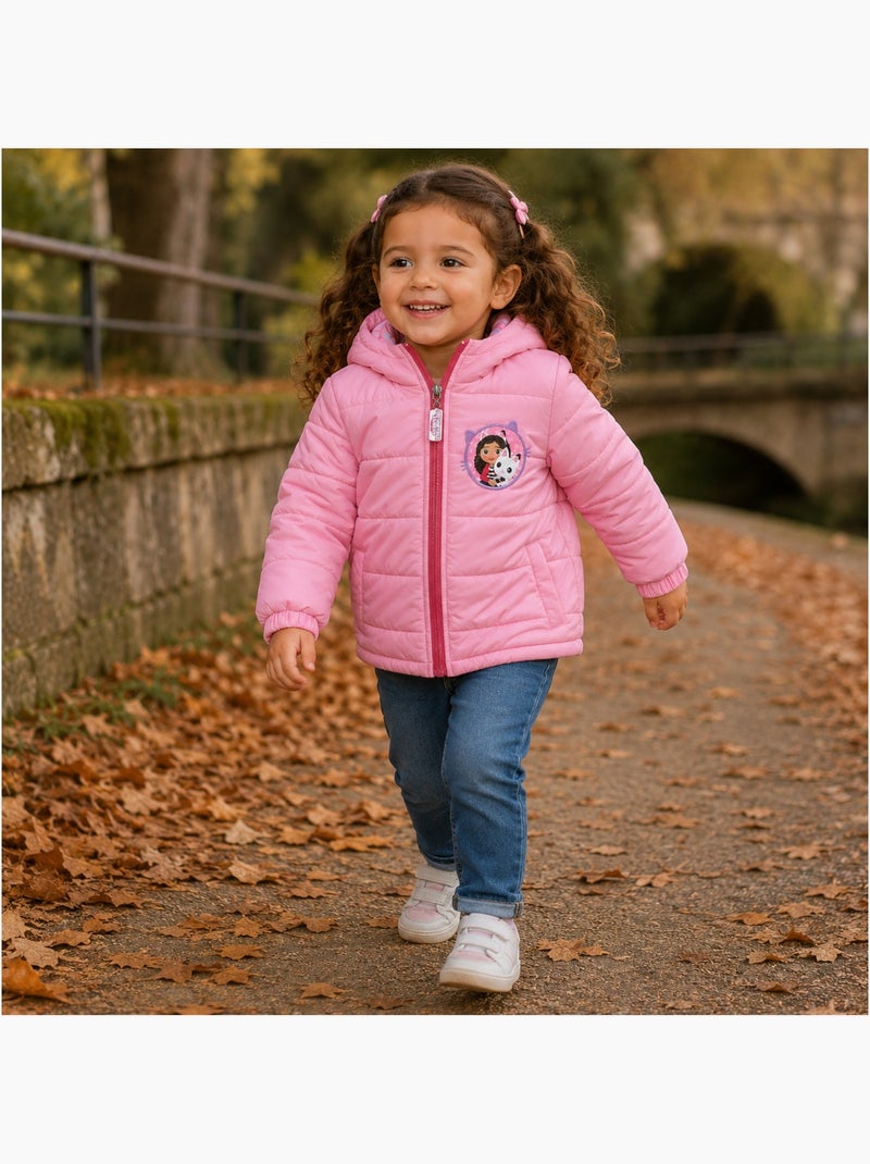 Disney - Veste doudoune fille imprim?e avec capuche Rose - Kiabi