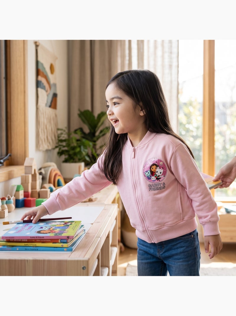 Disney - veste zippée imprimée, manches longues et finitions bord-côte Rose clair - Kiabi
