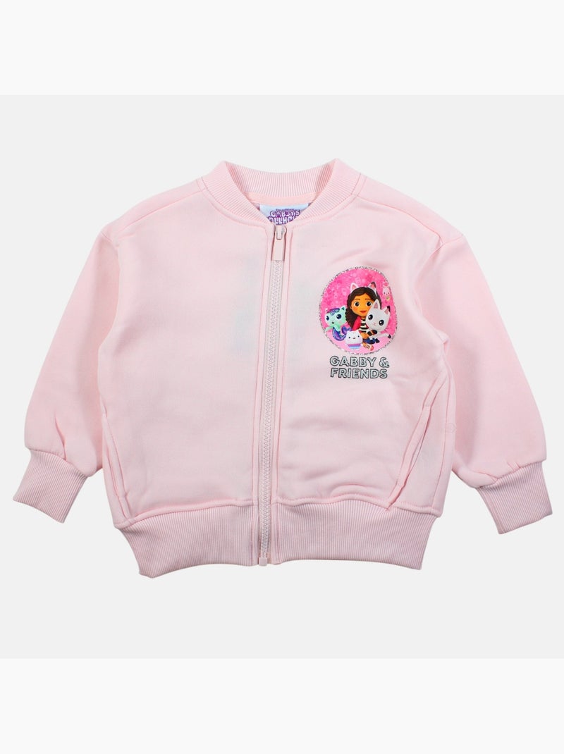 Disney - veste zippée imprimée, manches longues et finitions bord-côte Rose clair - Kiabi