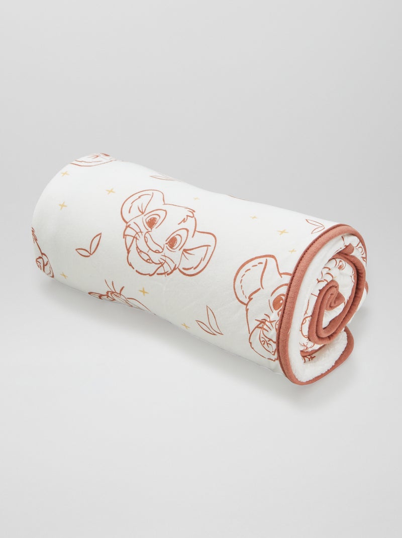 'Disney'-deketje met fleecevoering en 'Simba'-print WIT - Kiabi