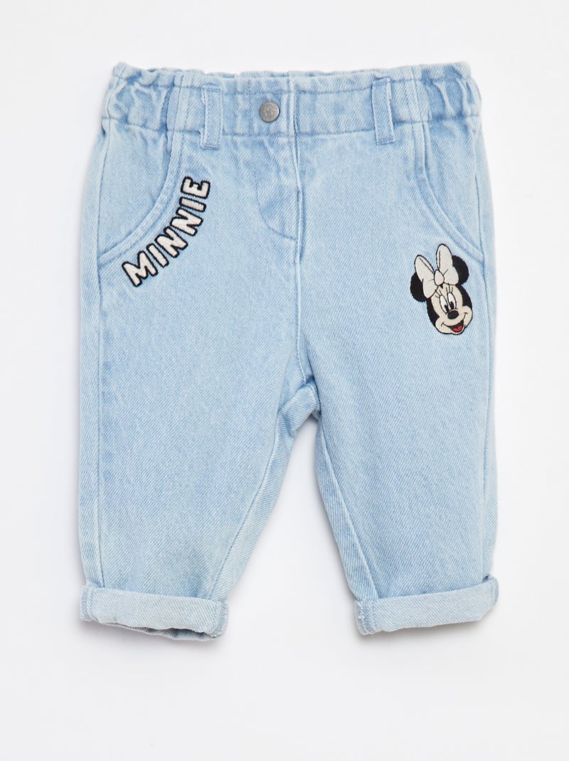 Disney-jeans met paperbag-taille en omgeslagen pijpen Blauw - Kiabi