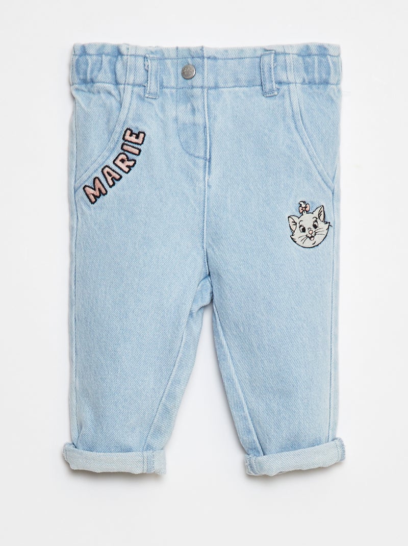 Disney-jeans met paperbag-taille en omgeslagen pijpen Blauw - Kiabi