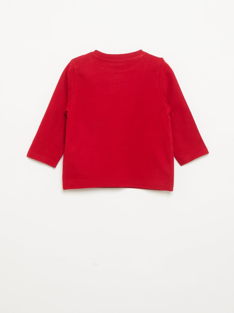 'Disney' 'Mickey' kerst-T-shirt met lange mouwen Rood - Kiabi