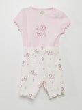'Disney'-setje - Body met ribbeltextuur + korte legging ROSE - Kiabi