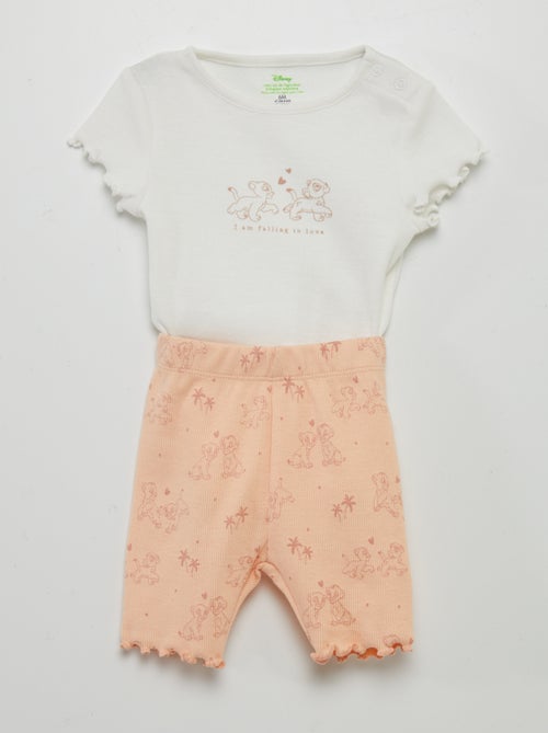 'Disney'-setje - Body met ribbeltextuur + korte legging - Kiabi