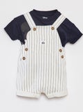 'Disney'-setje - T-shirt + korte salopette met strepen - 2-delig BLAUW - Kiabi
