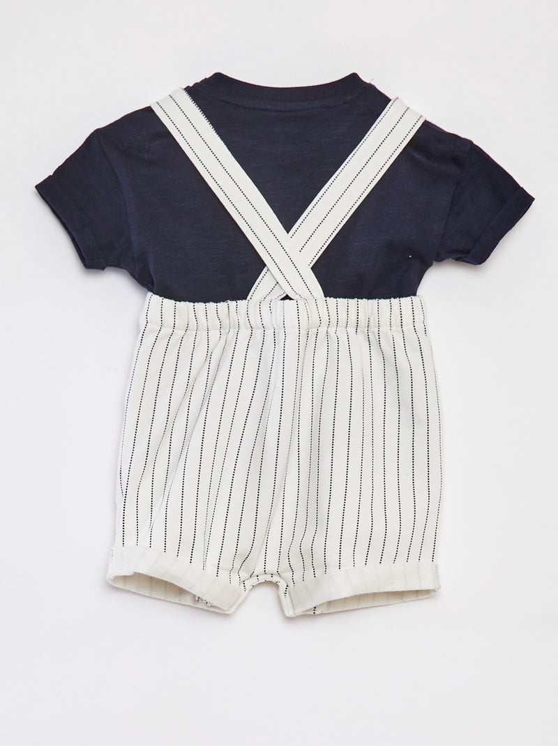 'Disney'-setje - T-shirt + korte salopette met strepen - 2-delig BLAUW - Kiabi