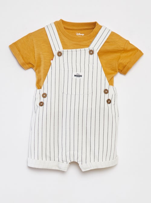 'Disney'-setje - T-shirt + korte salopette met strepen - 2-delig - Kiabi