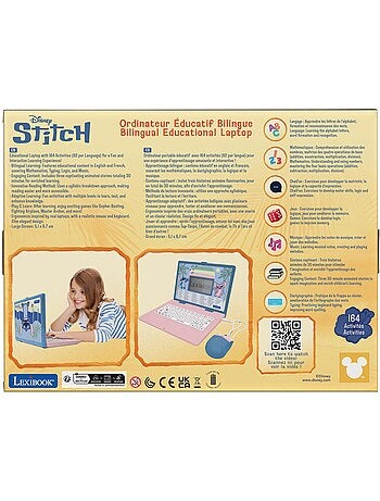 Disney stitch tweetalige educatieve laptop met 164 activiteiten (en/fr)