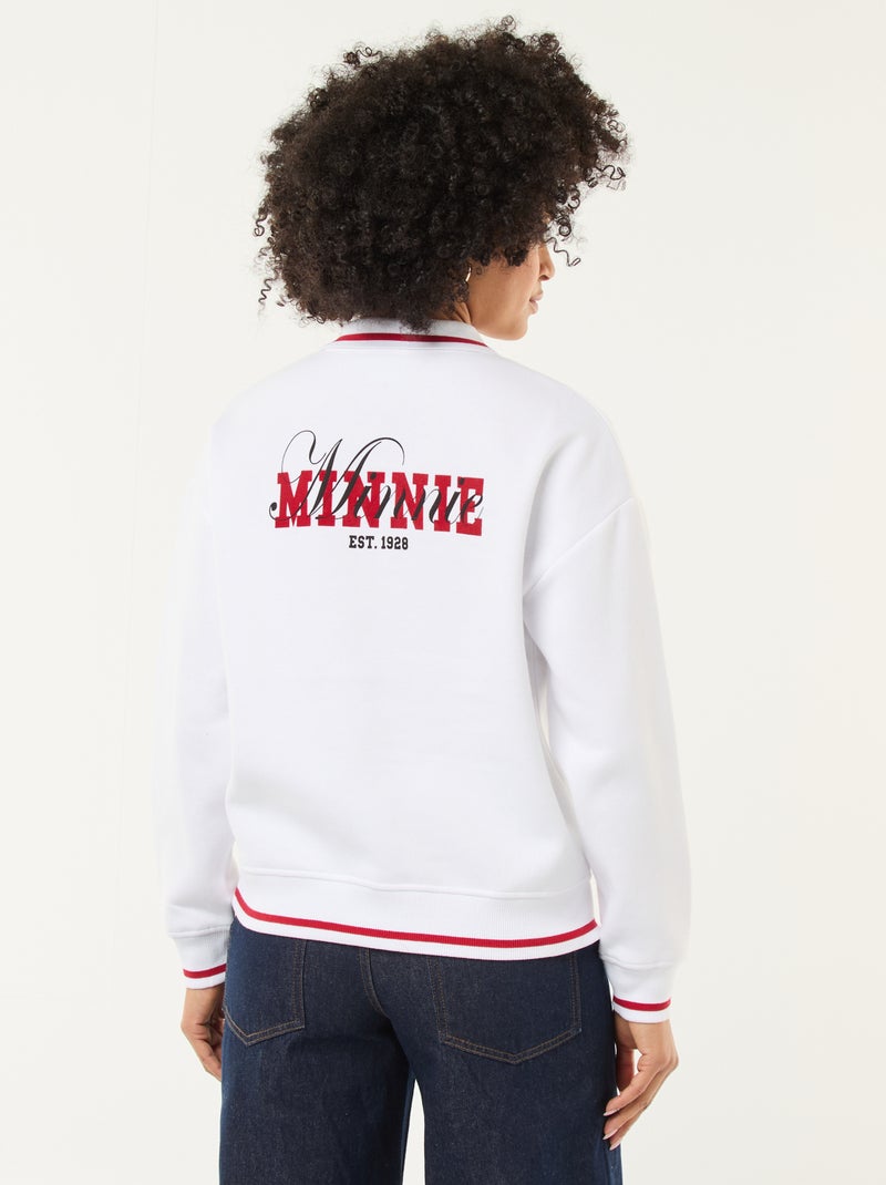 Disney-sweater met Minnie-print, polokraagje en knopen Wit - Kiabi