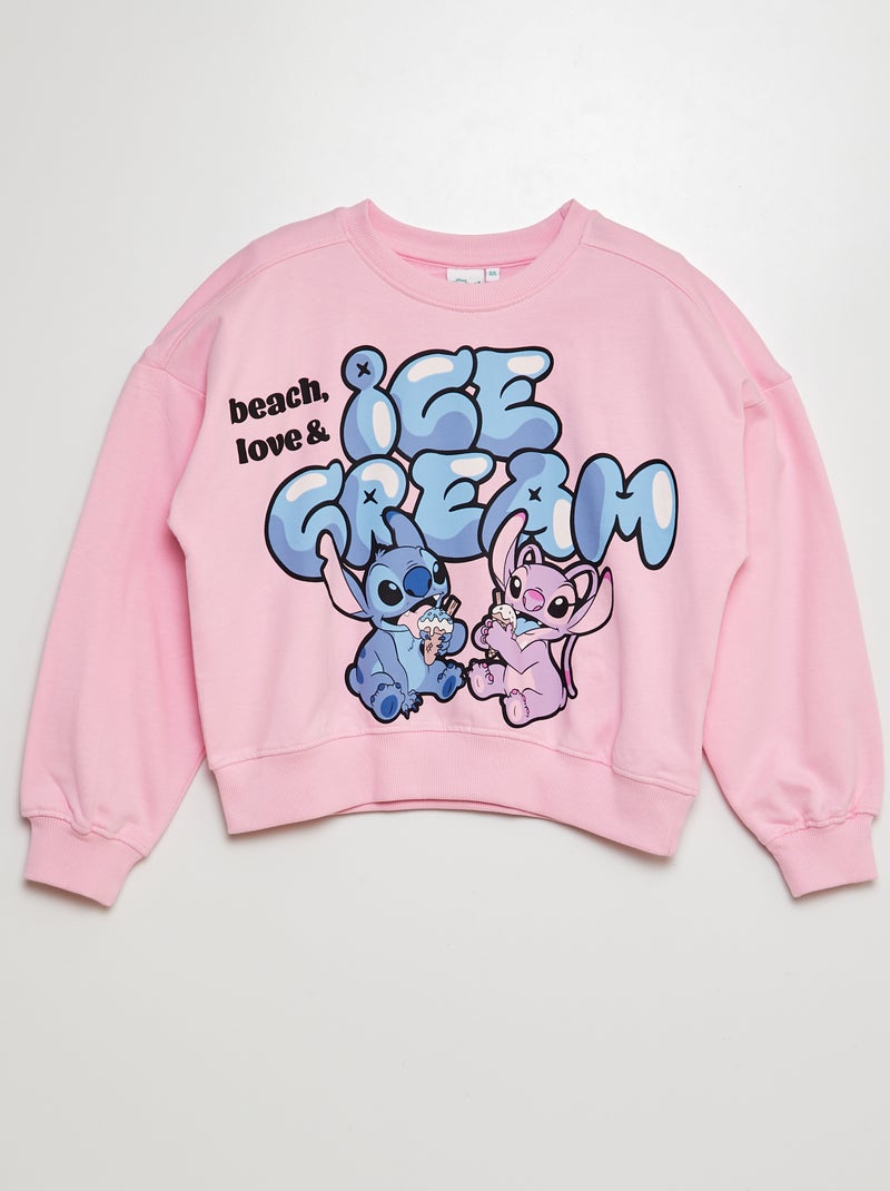 Disney-sweater van joggingstof met Stitch-print PAARS - Kiabi