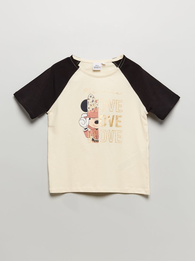 'Disney'-T-shirt met contrasterende mouwen BIEGE - Kiabi