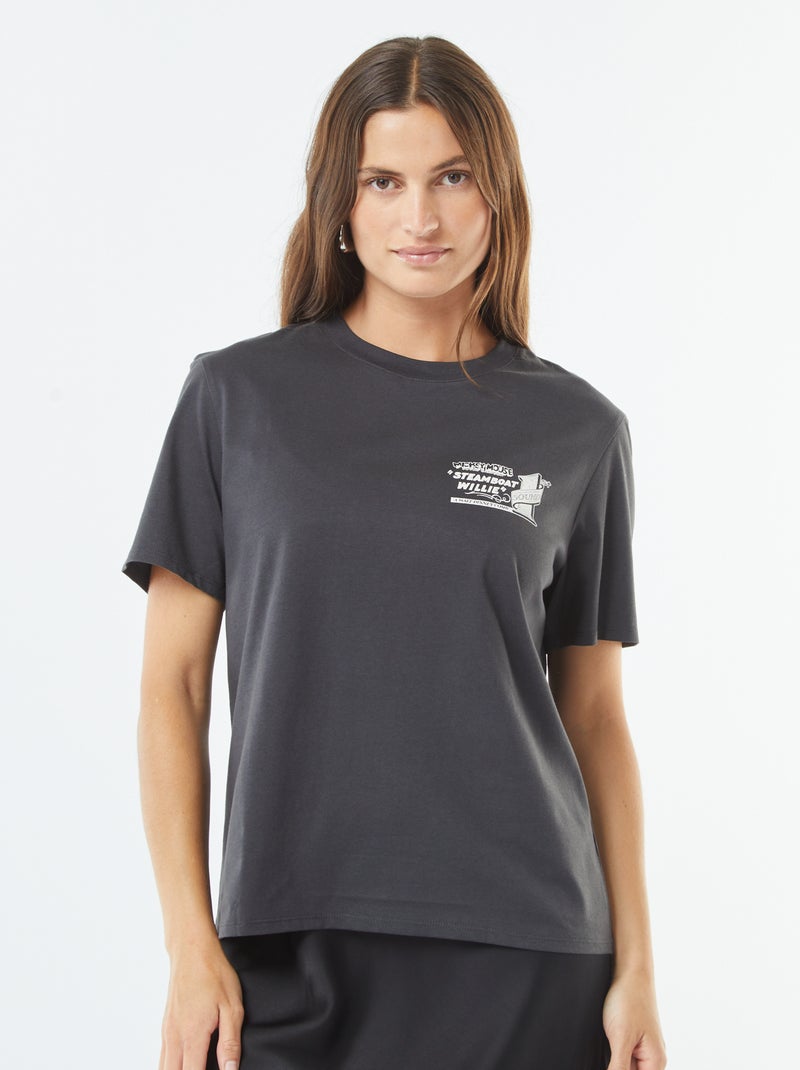 Disney-T-shirt met korte mouw en Mickey-print Zwart - Kiabi