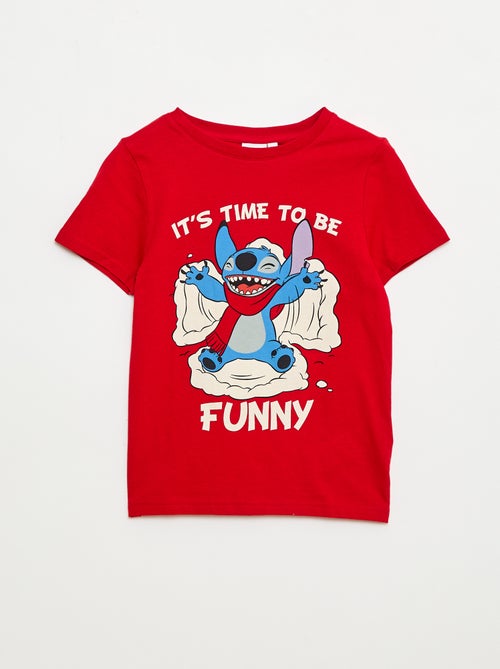 Disney-T-shirt met korte mouw en Stitch-print in kerststijl - Kiabi