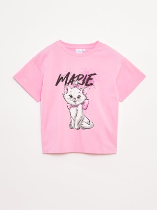 Disney-T-shirt met Marie-print en korte mouw