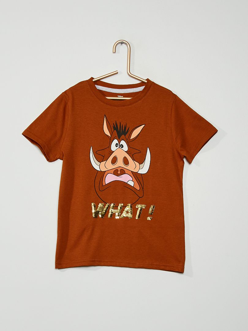 Disney-T-shirt met Mickey Mouse ORANJE - Kiabi