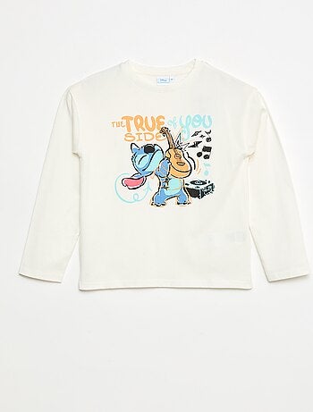 Disney-T-shirt met Stitch-print en lange mouw