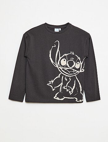 Disney-T-shirt met Stitch-print en lange mouw