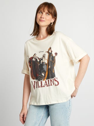 Disney-T-shirt met Villains-print en korte mouw