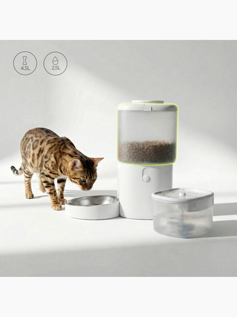 Distributeur Croquettes Chat Automatique 2en1 PELUVIO Feast - Distributeur d'eau - Wi-Fi - 10/jour Blanc - Kiabi
