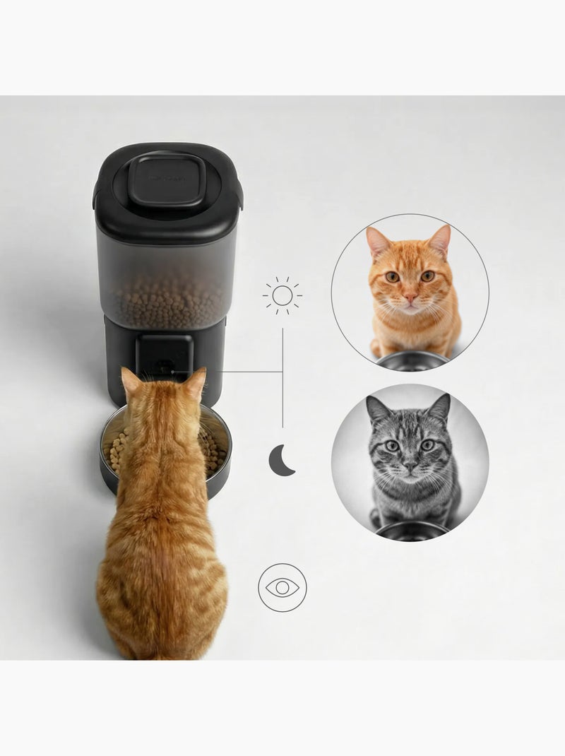 Distributeur Croquettes Chat Automatique 2en1 PELUVIO Feast - Distributeur d'eau - Wi-Fi - 10/jour Noir - Kiabi